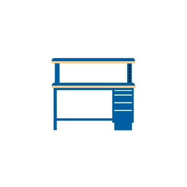 Lista International 72x30x52.5 Cabinet & Leg workstation w/4 drawers, powered riser shelf/butcher block top TB3202-BTB7230 - main